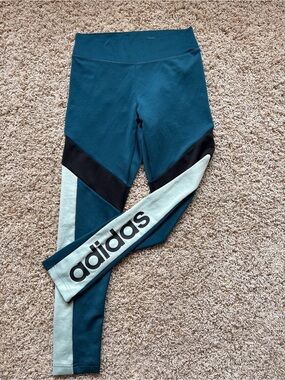 Adidas 7/8 Leggings Design 2 Move Colorblock Teal Sz S